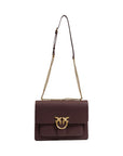 pinko-brown-leather-shoulder-bag-front-view