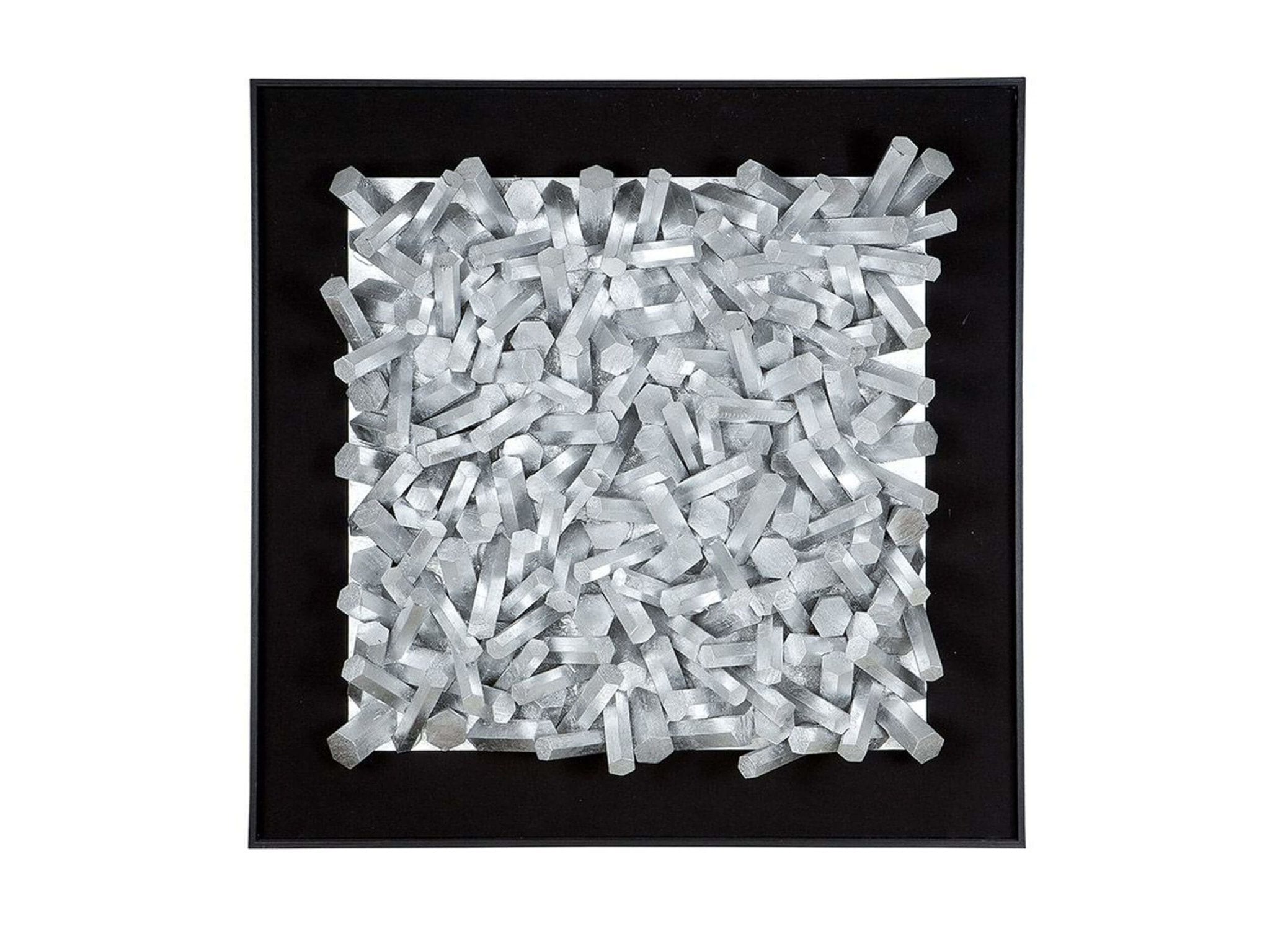 3D muurdecoratie hout - Zilver | Sticks | H. 80 cm - Vierkant