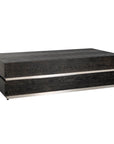 Blok salontafel met zwarte eik en RVS | 150 x 80 cm