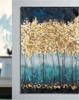 Canvas met gouden bos - schilderij in woonkamer