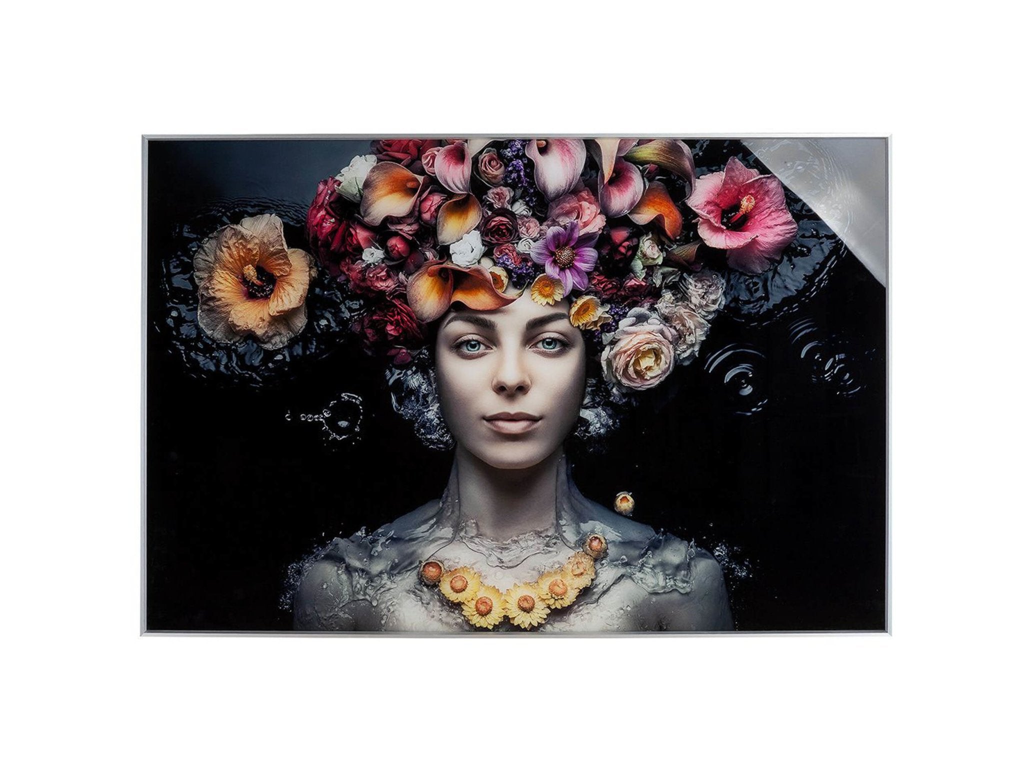 Canvas schilderij - Vrouw met bloemen lauwerkrans | H. 80 cm