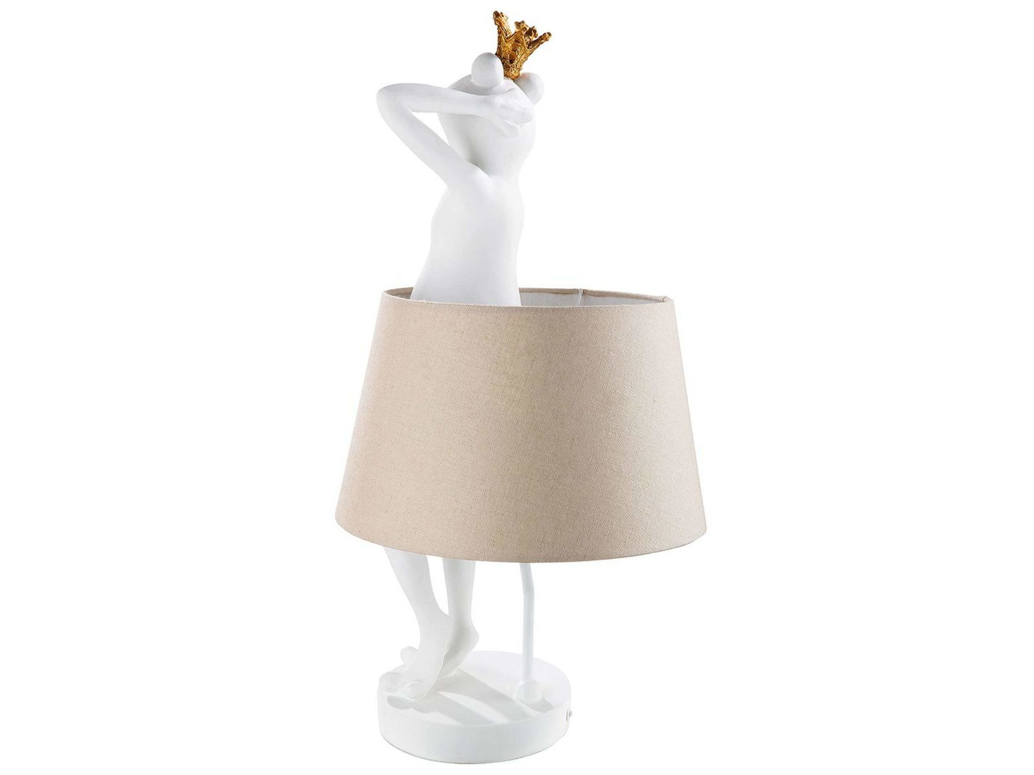 Casablanca decoratieve lamp met Kikkerkoning met gouden kroon, beige kap