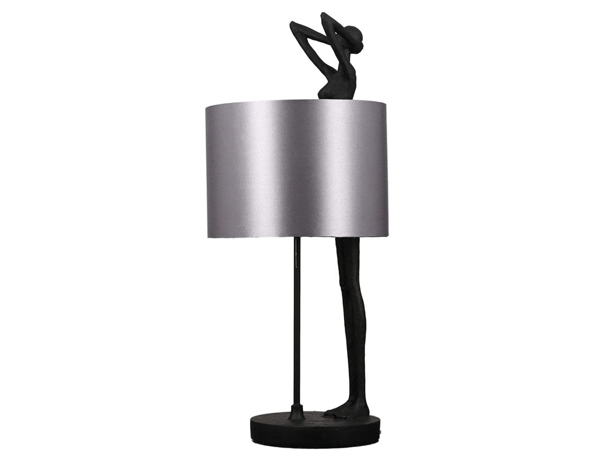Lampada decorativa &quot;Lady&quot; nera, argento | H. 61 cm