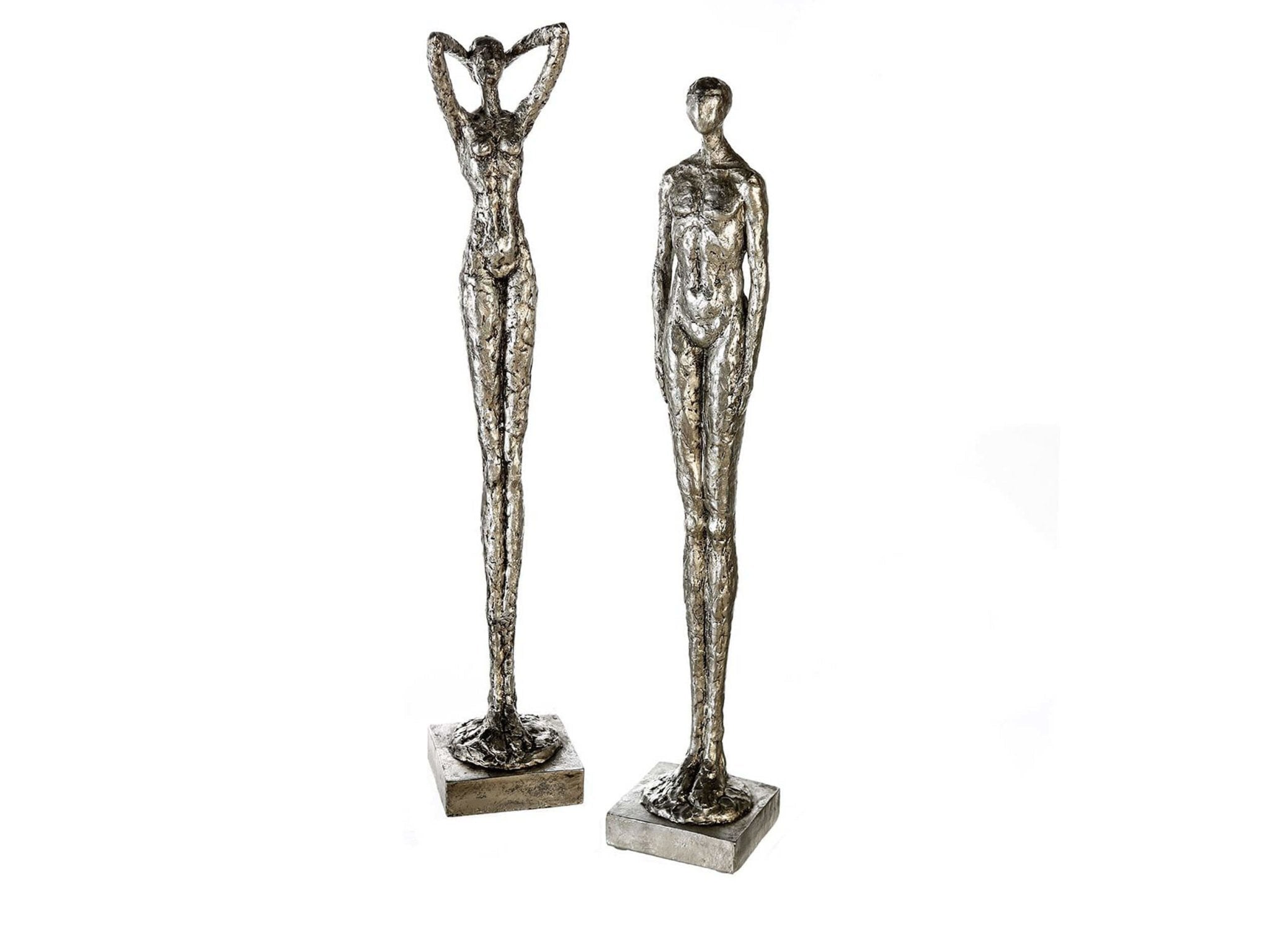 Minimalistische man vrouw beeldjes - Zilver | H. 79 cm | 2-delig