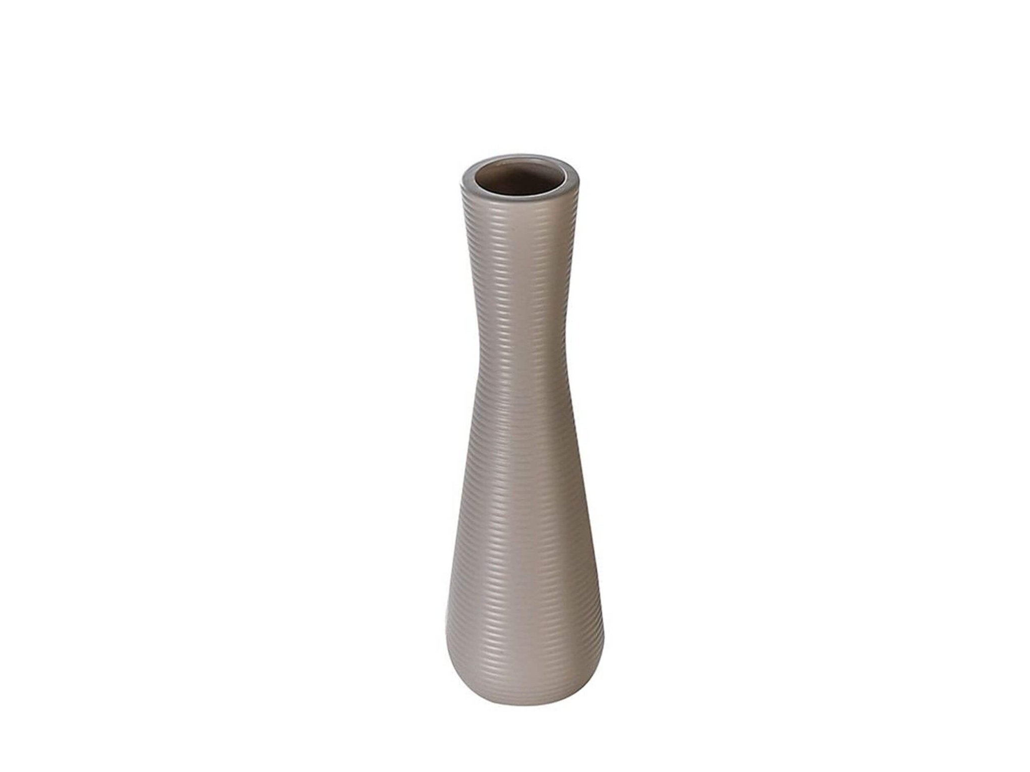 Vase en céramique moderne nervuré - Beige | crête | H. 38,5 cm