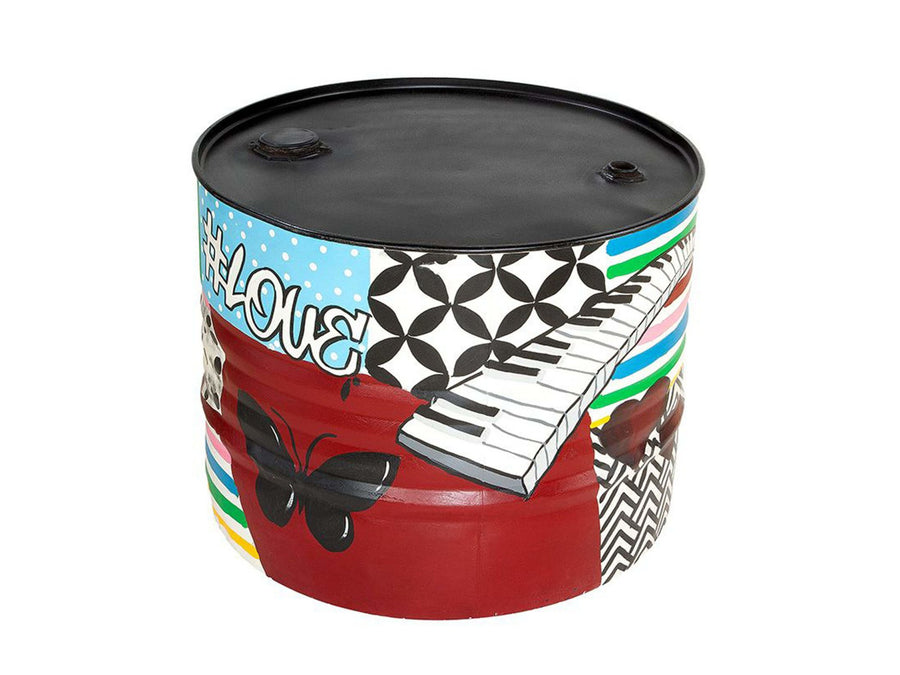 Boom klok Vlucht Graffiti oil barrel side table - Black | H. 45 cm | Essential – Esentimo