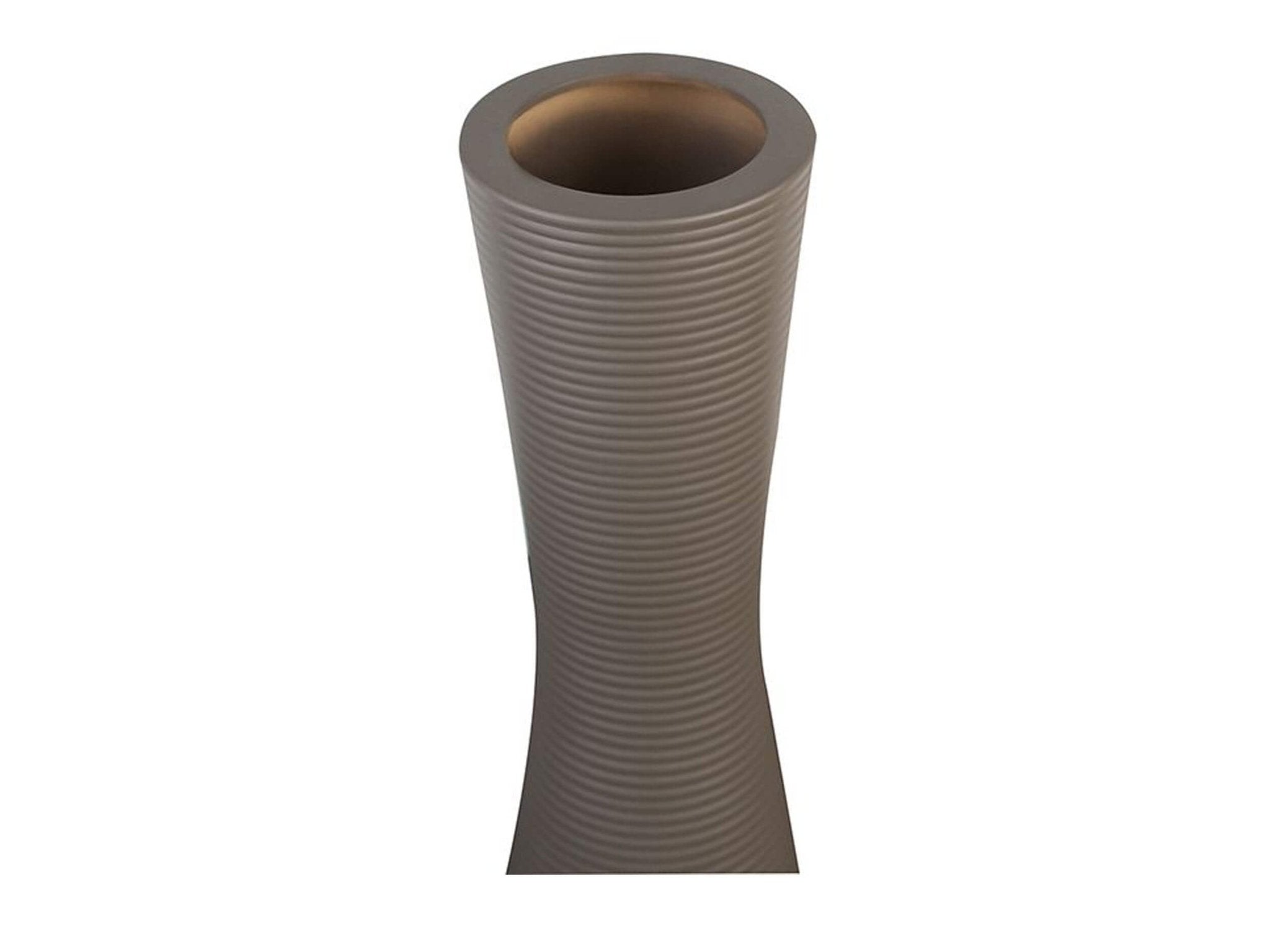 Grande vaso moderno in ceramica a costine - tortora | cresta | H. 76 cm