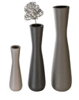 Large Ribbed Modern Ceramic Vase - Taupe | crest | H. 76 cm