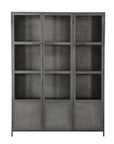 Stoere metalen kast voor display en opslag - Drie glazen deuren - 150x40x200 cm