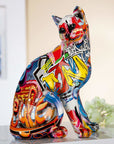 Polyresin decoratief kat beeldje in graffiti motief