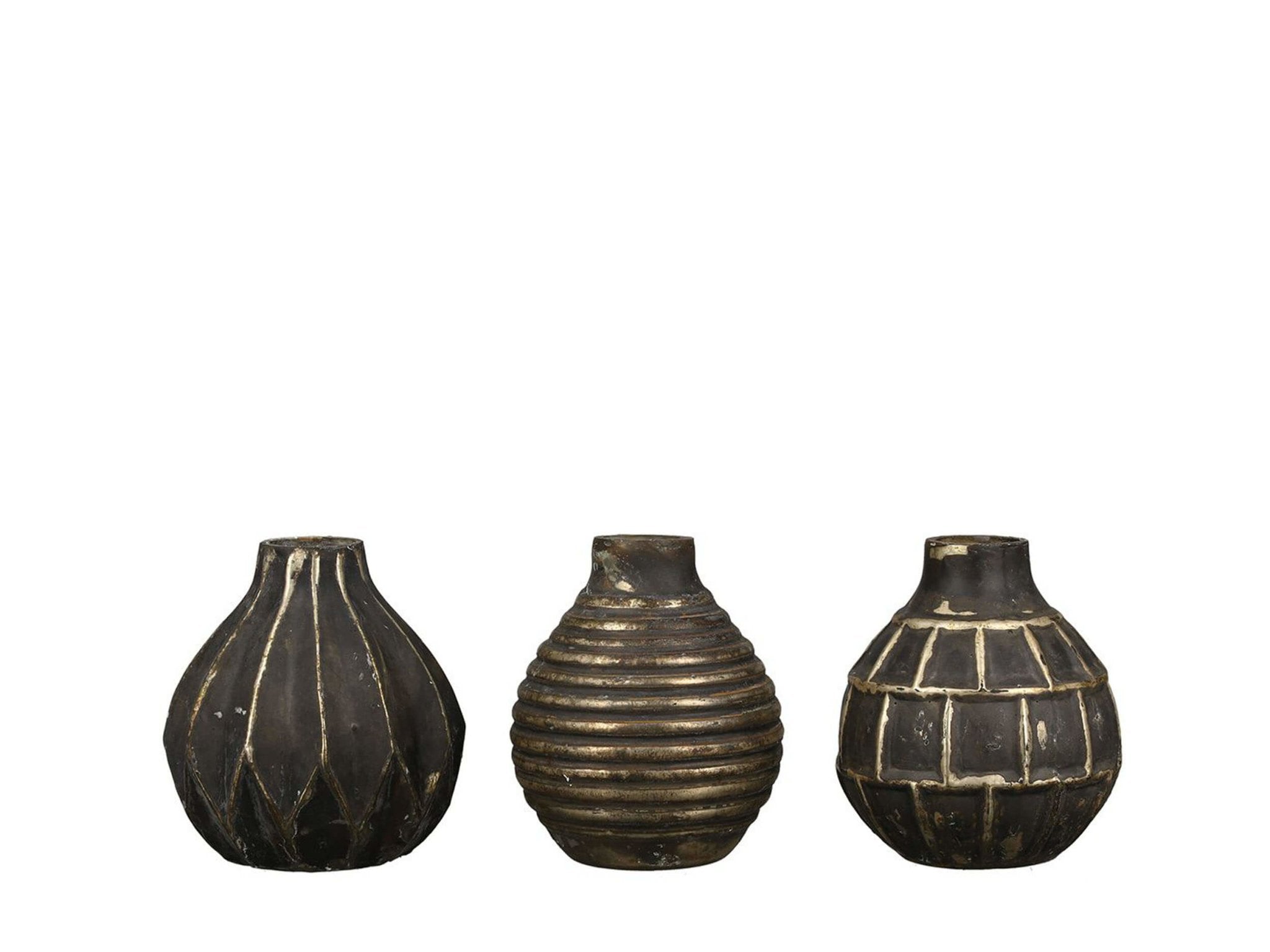 Kleine decoratieve vazen - Bruin/Goud | Orient | H. 13 cm | 3 delige set