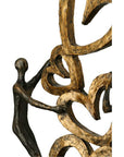 Detail van het hearts sculptuur in brons en grijs - 41 cm hoog