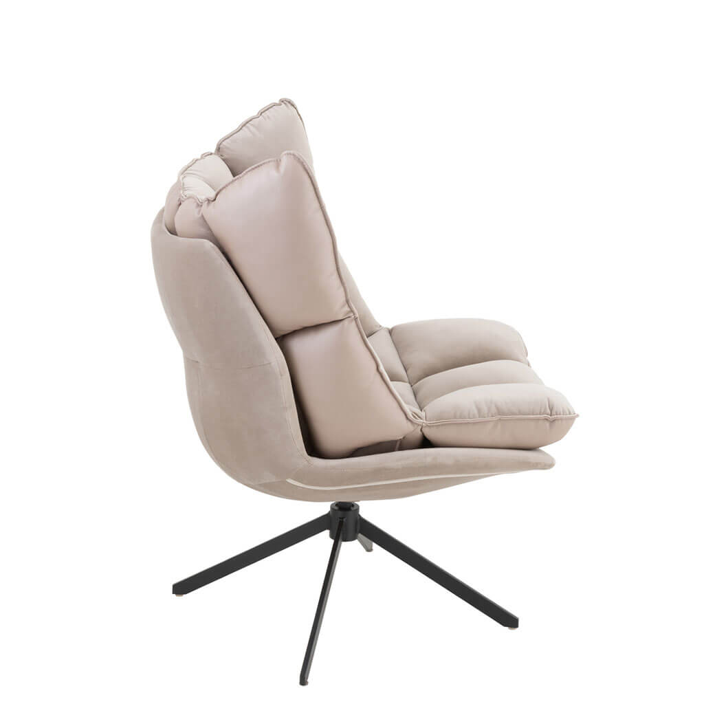 Luxe woonkamermeubel - Licht Grijze Lounge Chair: Zijaanzicht