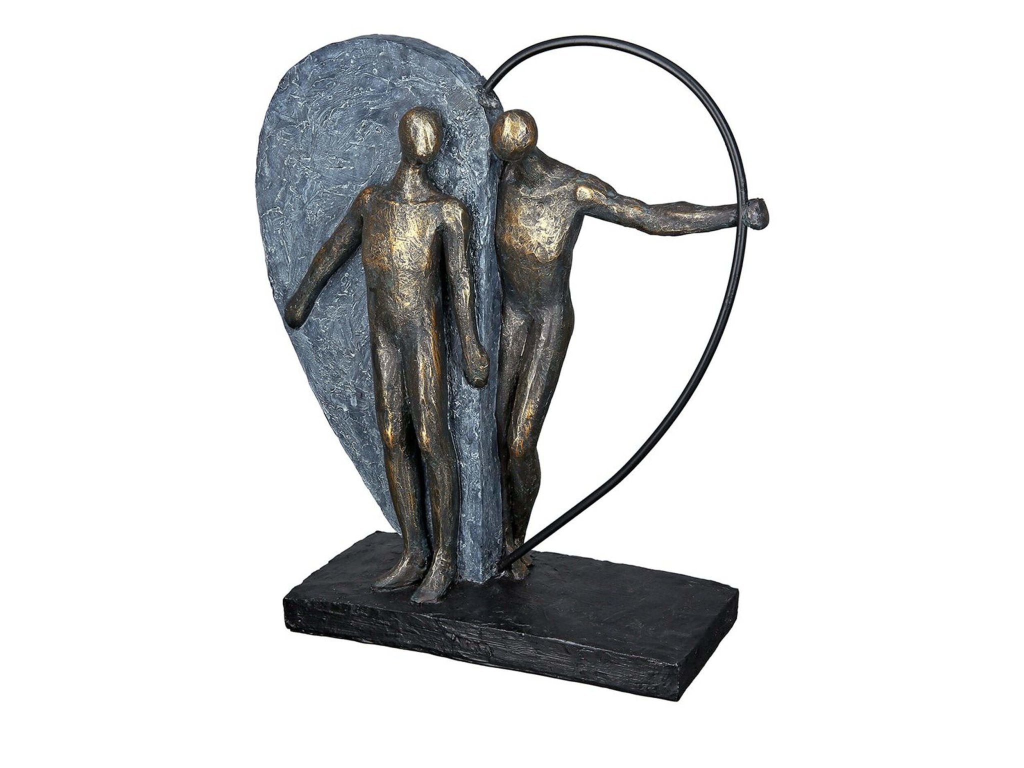Liebespaar in Herzfigur - Grau/Bronze | Herzschlag | H. 31 cm