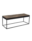 Metalen salontafel met uitgesneden mangohout | 120x40x42 cm