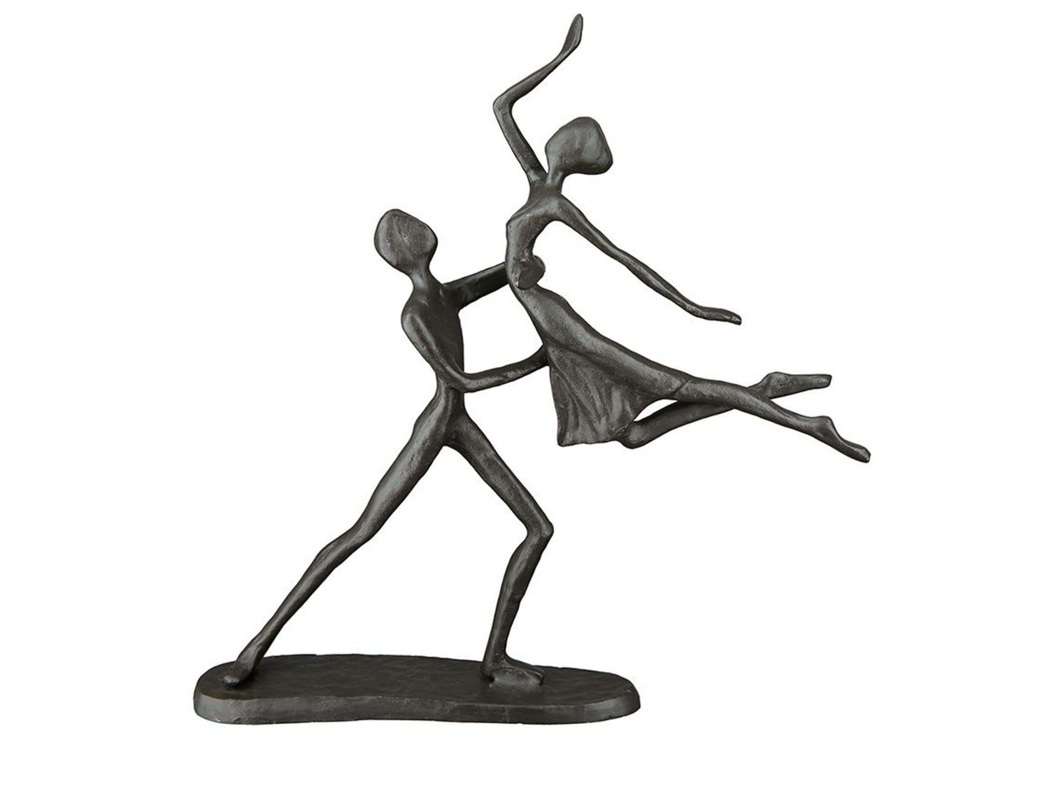Modern zwart metalen danspaar beeldje | H. 17,5 cm