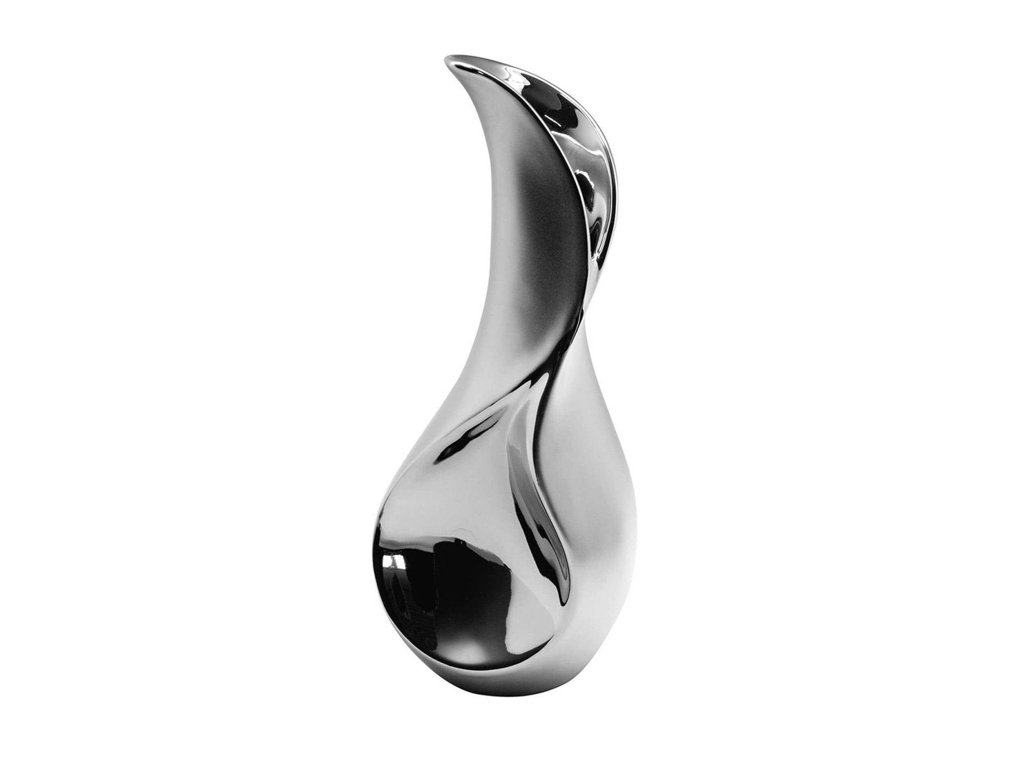 Modern drop-shaped table vase in silver | Mattello | H. 30 cm