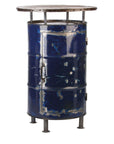 Tavolo da bar barile di petrolio con mobile contenitore - Blu | Barile | H. 116 cm