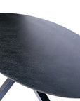 Ovale zwart eiken eettafel in Visgraat verband 300x120 cm