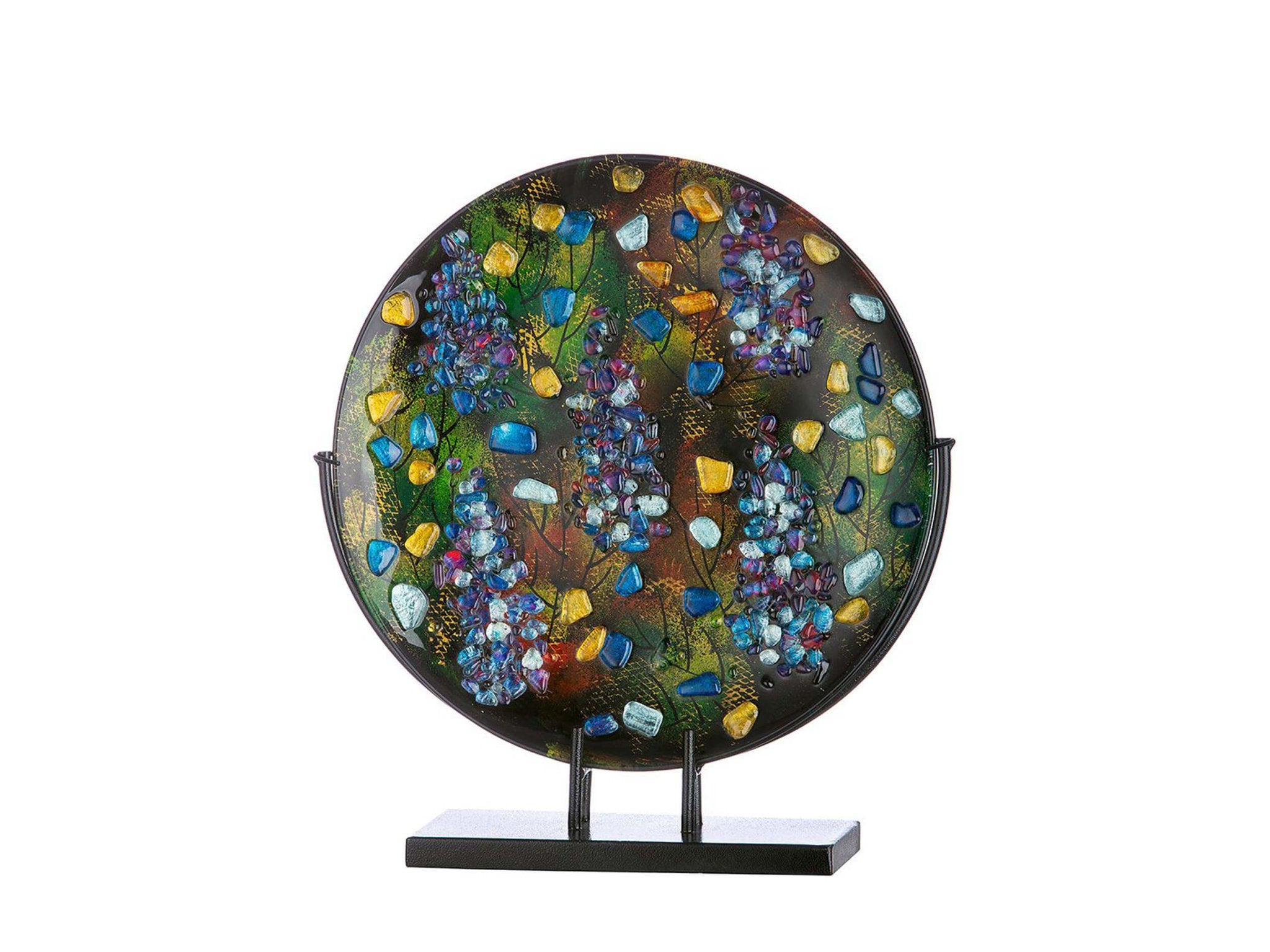 Vase de table d&#39;art rond en verre multicolore | Pierre | H. 41 cm