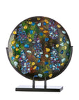 Round multicolored glass art table vase | Pierre | H. 41 cm