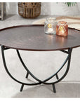 Tavolino rotondo nero con piano color rame | Chakki | diametro 72 cm