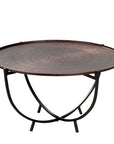 Table basse ronde noire avec plateau couleur cuivre | Chaki | diamètre 72cm