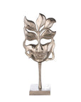 Zilver Venetiaans masker sculptuur | Flame Lady | H. 50 cm