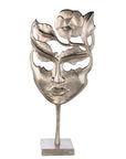 Zilver Venetiaans masker sculptuur | Flame Lady | H. 57 cm