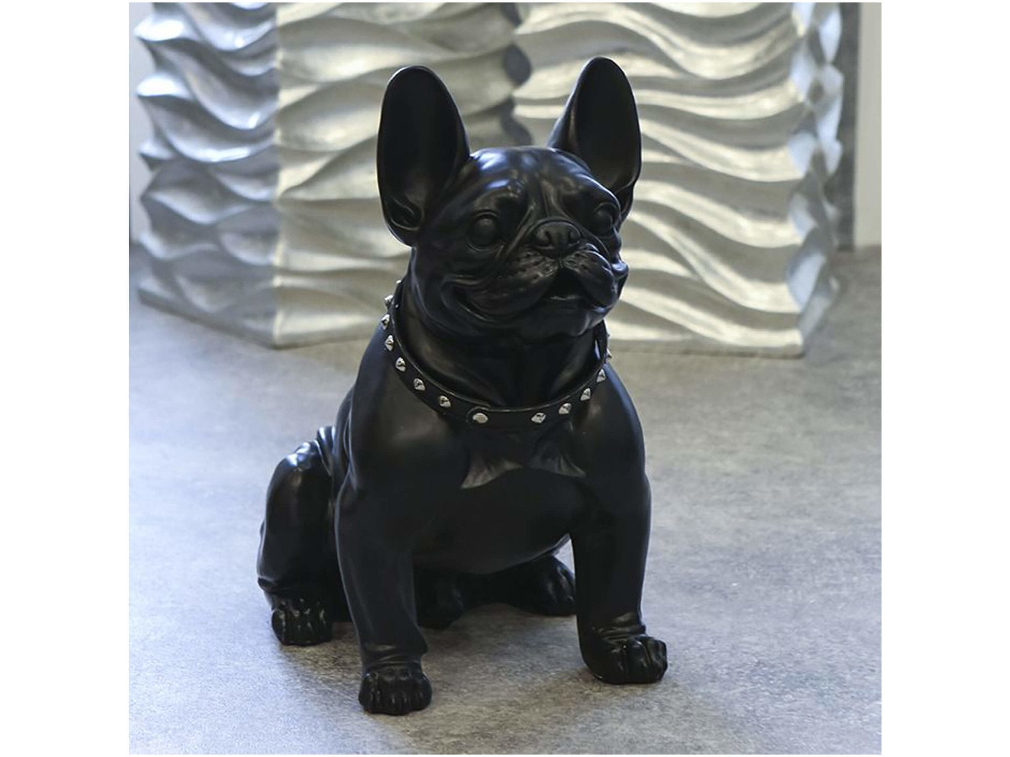 Skulptur &quot;Französische Bulldogge&quot; schwarz matt | H. 42,5 cm
