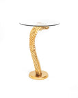 Gouden Slang Accenttafel met glazen tafelbad - Exotische Elegantie Ontketend!