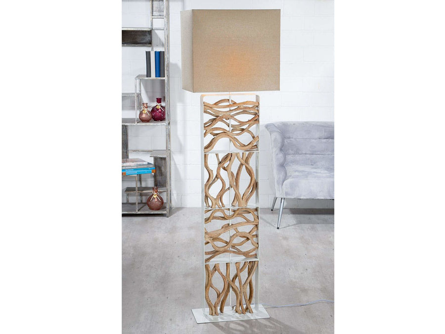 vervolgens Zwitsers Verbonden Floor lamp wood - White | Roots | H. 163 cm | Essential – Esentimo
