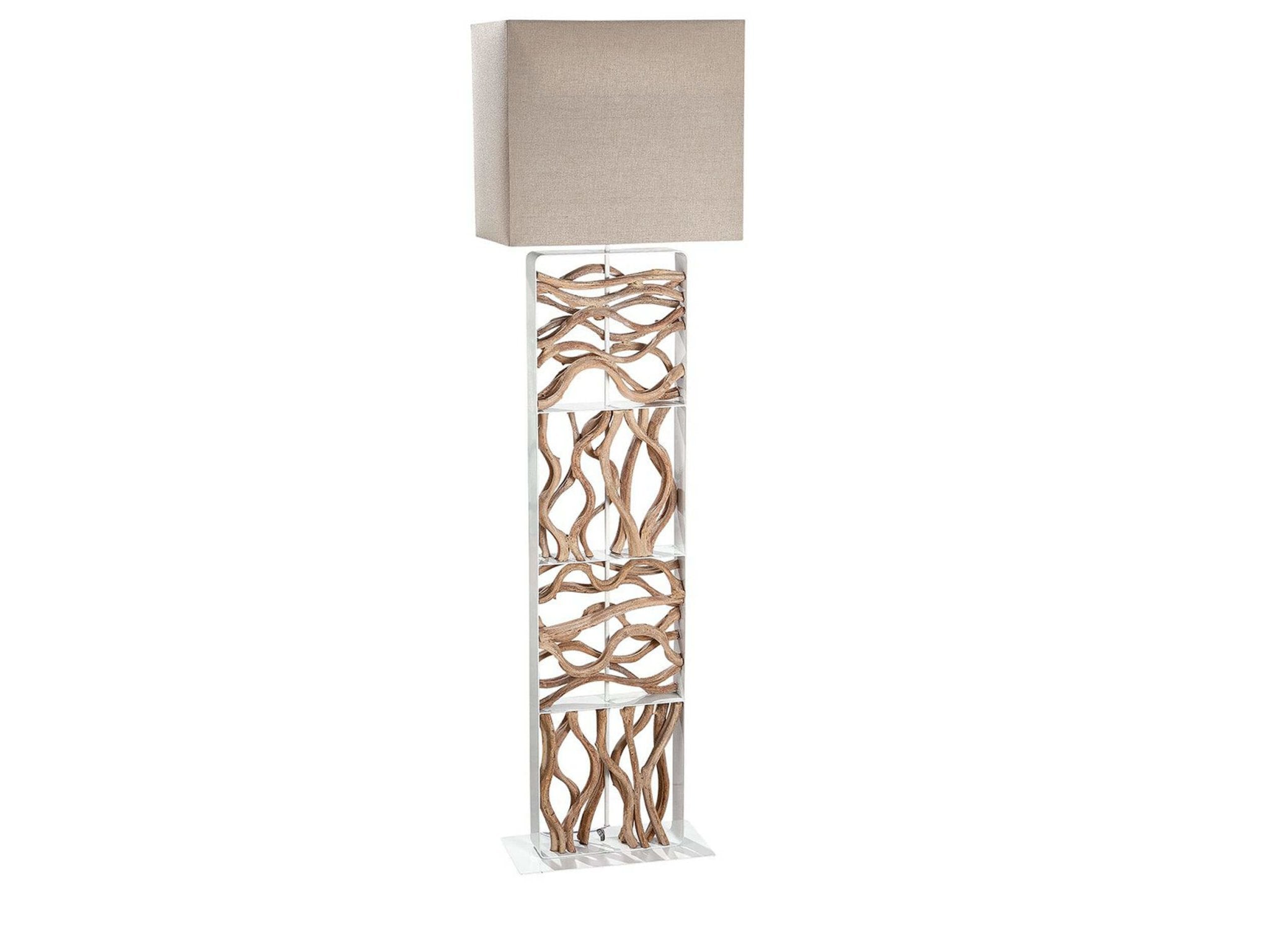 Staande lamp hout - Wit | Roots | H. 163 cm
