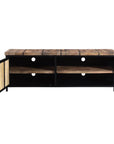 Praktisch en stijlvol TV meubel in mangohout en staal met extra opbergruimte