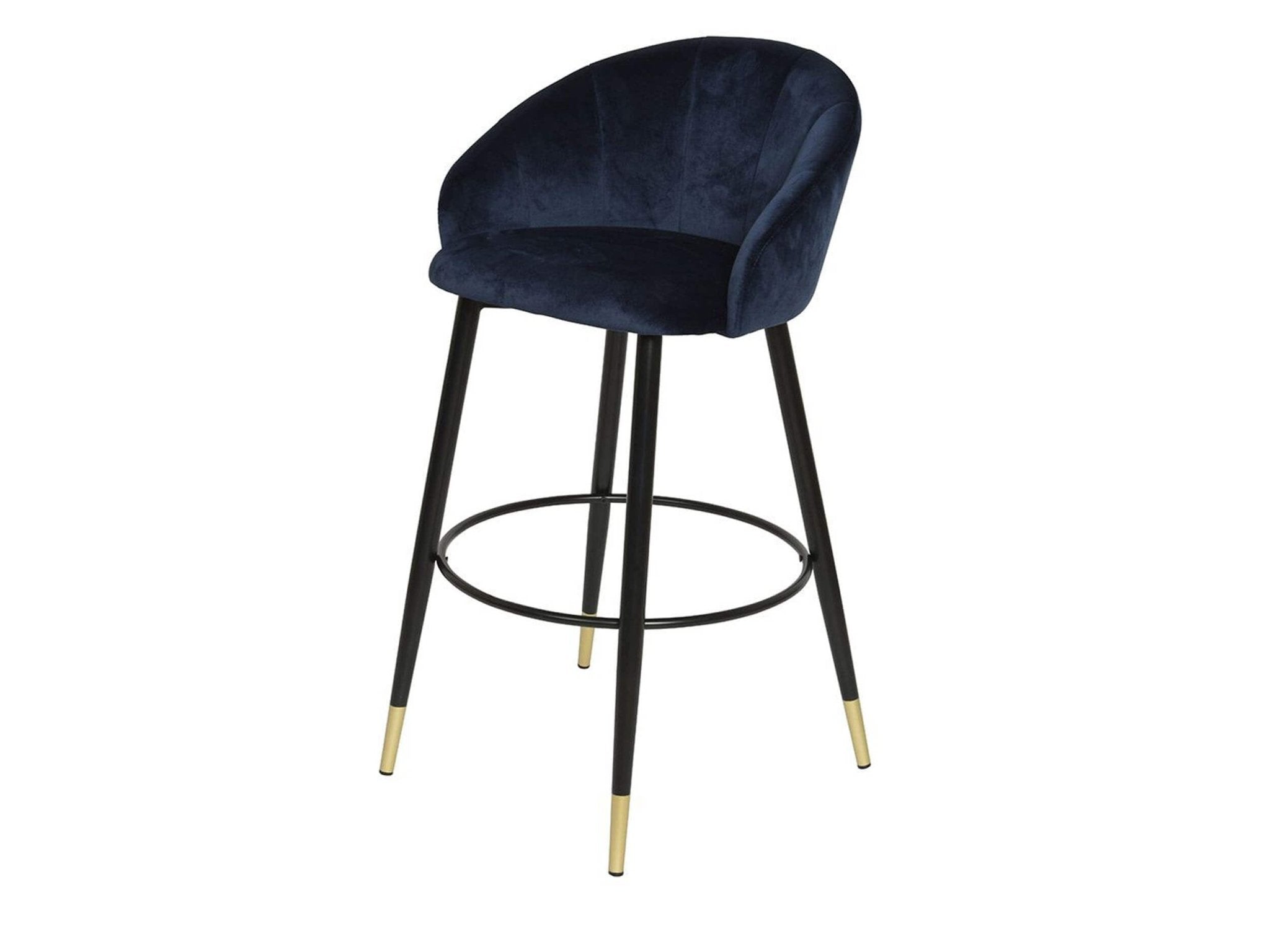 Velvet bar stool with backrest - Blue | Manhattan | H. 100 cm | 2 pieces