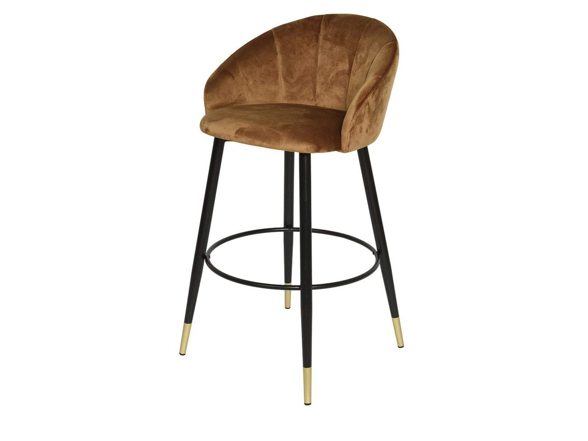Velvet bar stool with backrest - Brown | Manhattan | H. 100 cm | 2 pieces