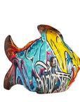 Vis sculptuur in Graffiti motief | Street Art | H. 12,5 cm