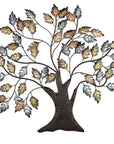 Wanddecoratie boom met bladeren in goud en zilver