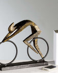 Racer sculptuur van wielrenner in polyresin met bronzen afwerking